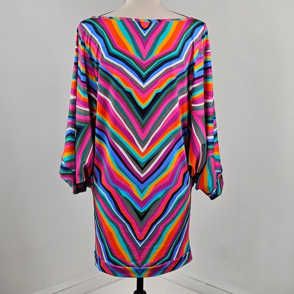 Trina Turk Pink Multicolor Geometric Print Swim Tunic Cover-Up | Women's Medium - Picture 2 of 15